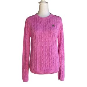 Vintage Lilly Pulitzer Pink All Over Cable Knit Cotton Sweater Size Small